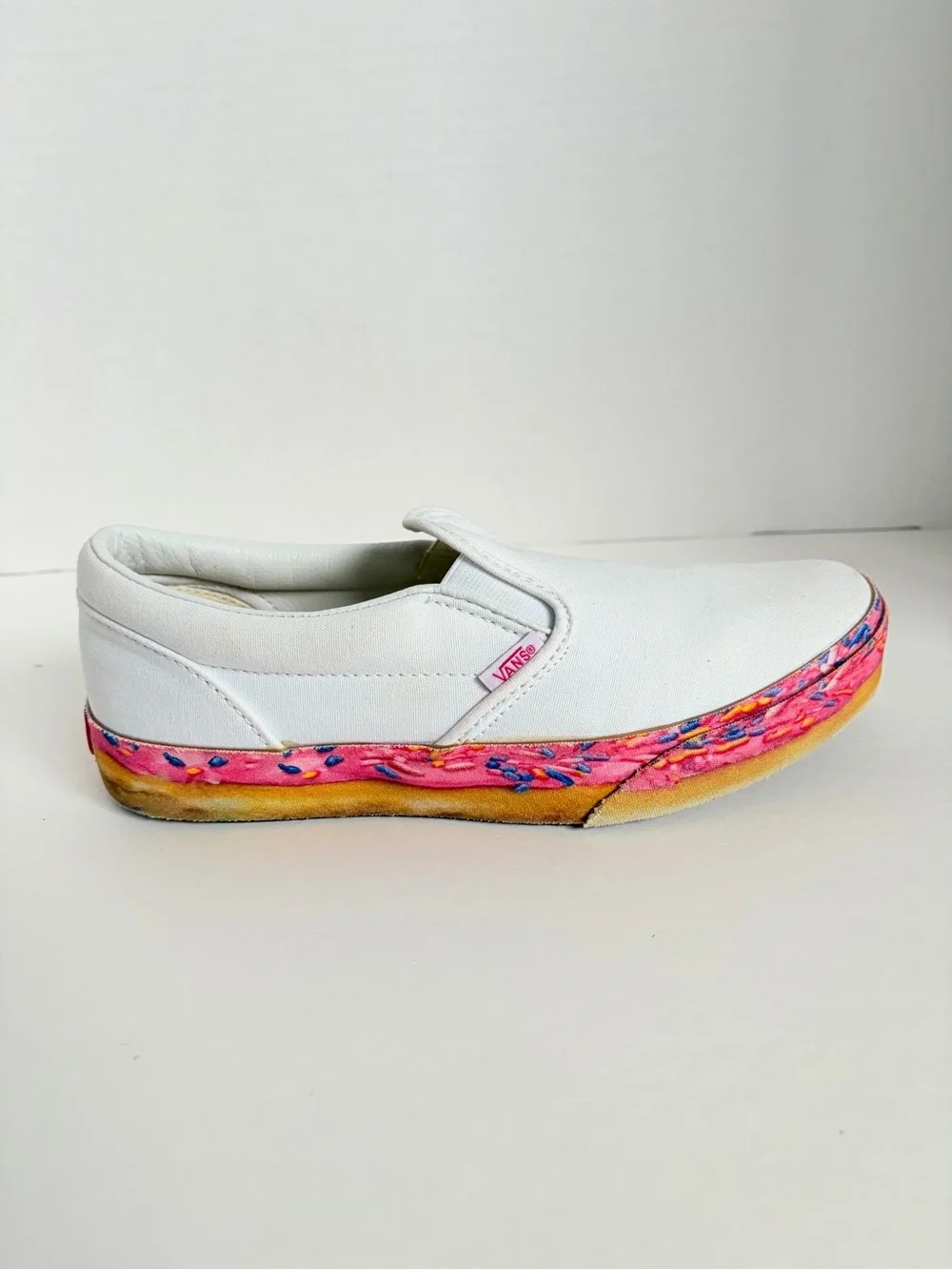 Vans Donut Sprinkle Sneakers Slip On Bold Platform Shoes White Pink Size 7 Kids